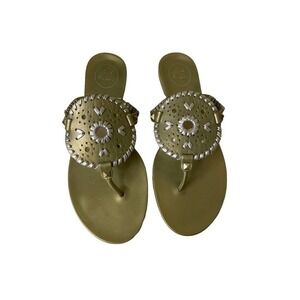 Jack Rogers Georgicia Jelly Sandals Thong Flip Flops Shoes Gold Silver Size 9